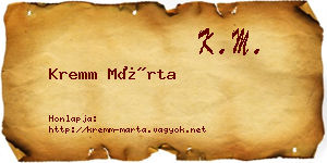Kremm Márta névjegykártya